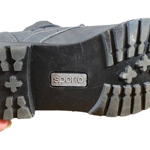 Sporto Gray Hornet Leather Faux Fur Ankle Boots Women Sz 6 - Picture 5 of 13